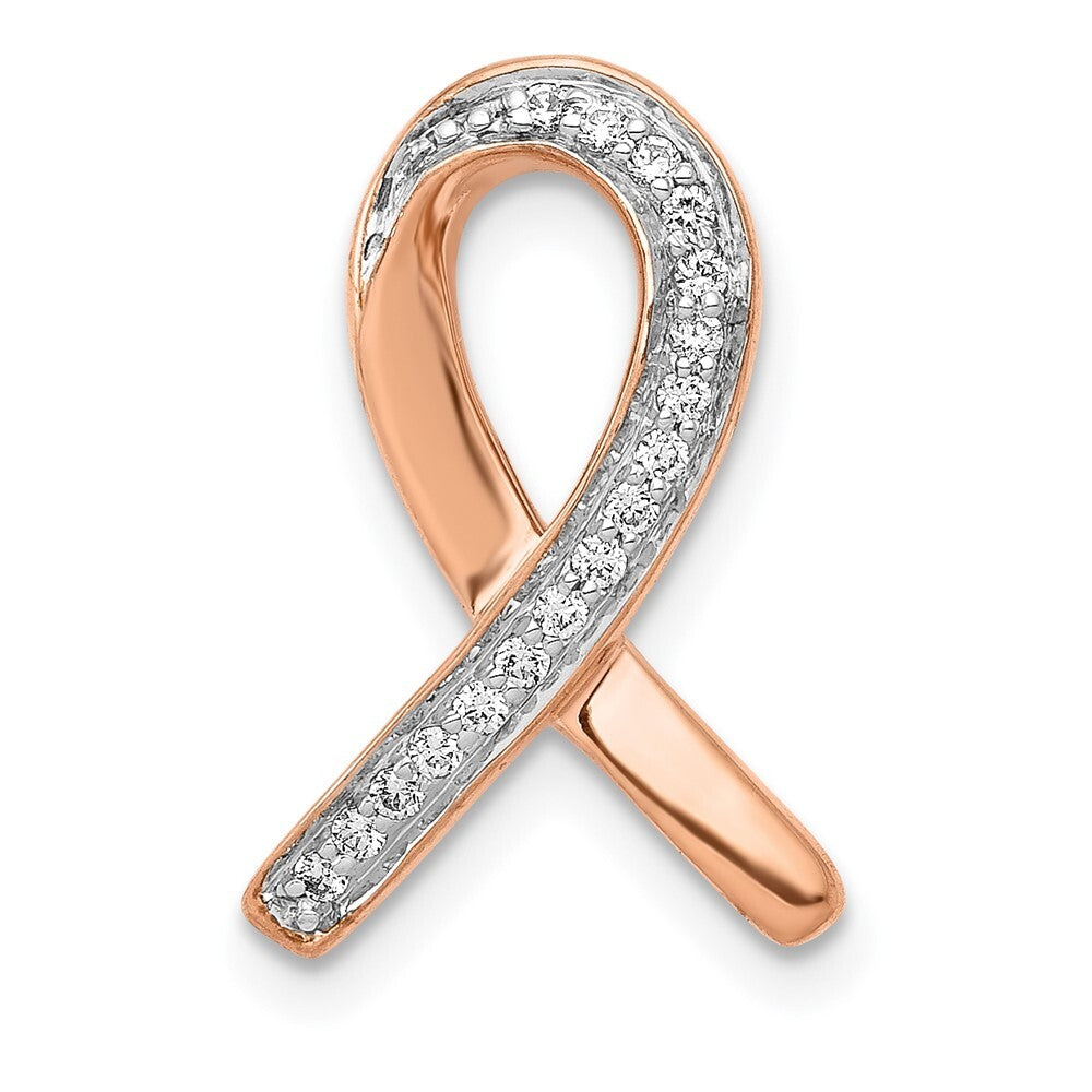 14k Rose Gold Diamond Awareness Chain Slide Pendant for Women