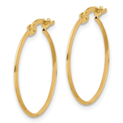 14k Yellow Gold Polished Knife Edge Hoop Earrings Gift for Women