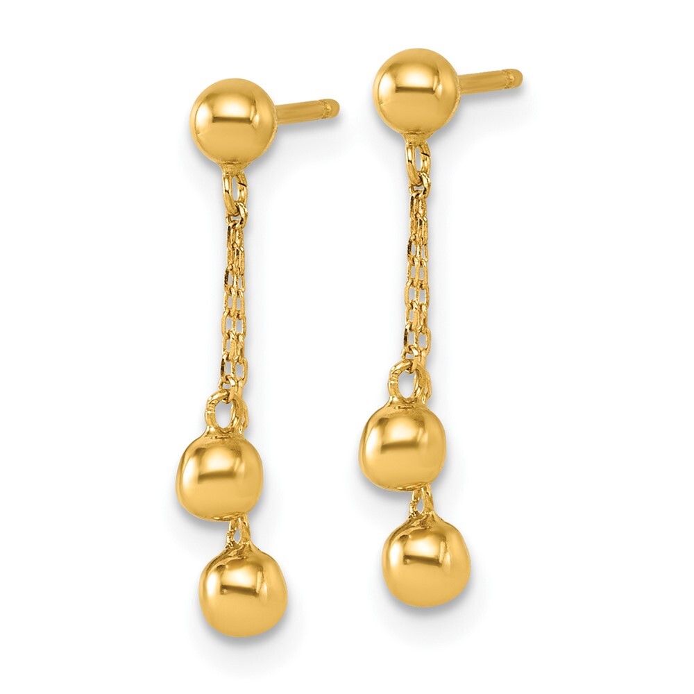 14k Yellow Gold Polished Dangle Ball Earrings Gift for Women