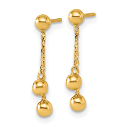 14k Yellow Gold Polished Dangle Ball Earrings Gift for Women