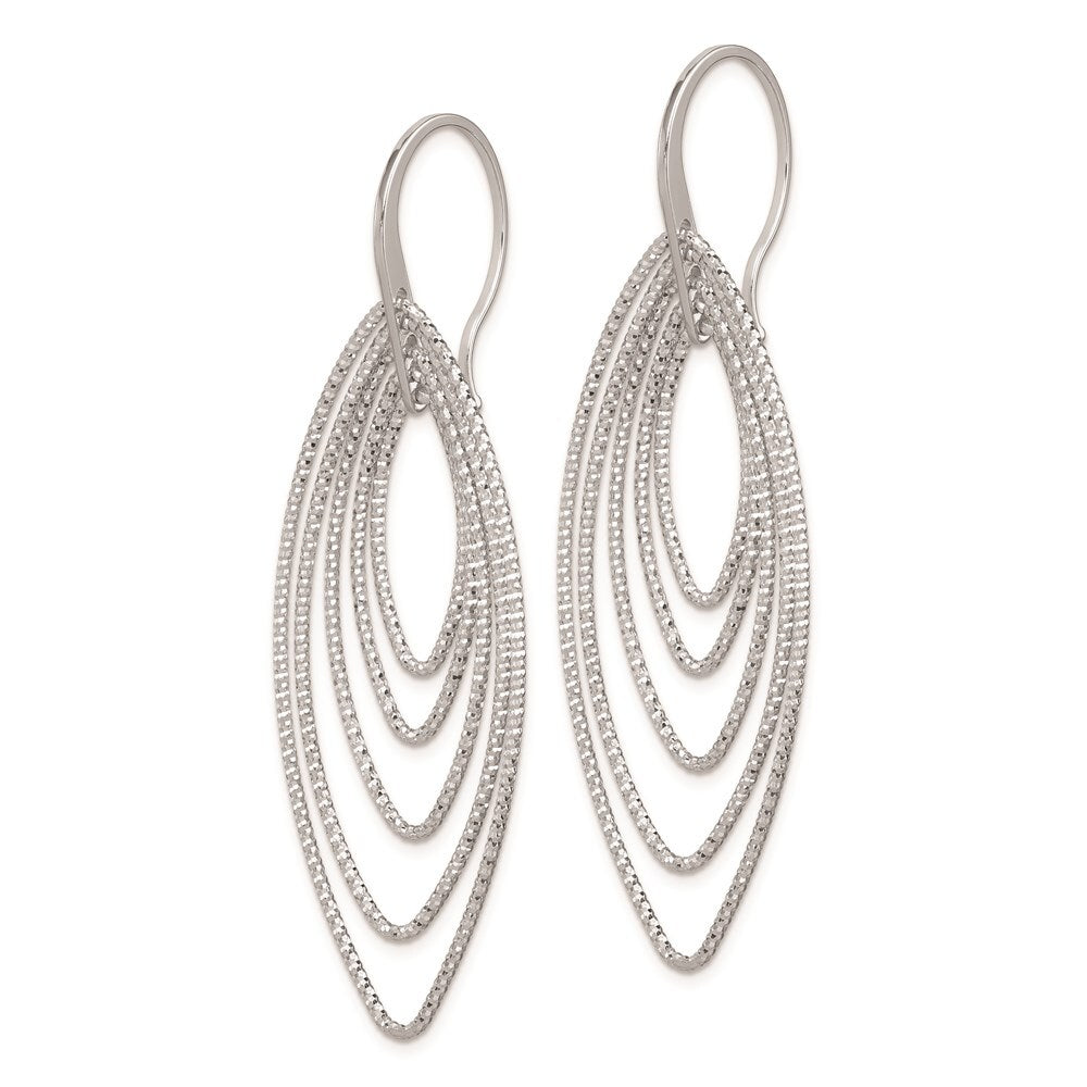 Sterling Silver Rhodium-plated Diamond-cut Multi Marquise Shape Dangle Earrings