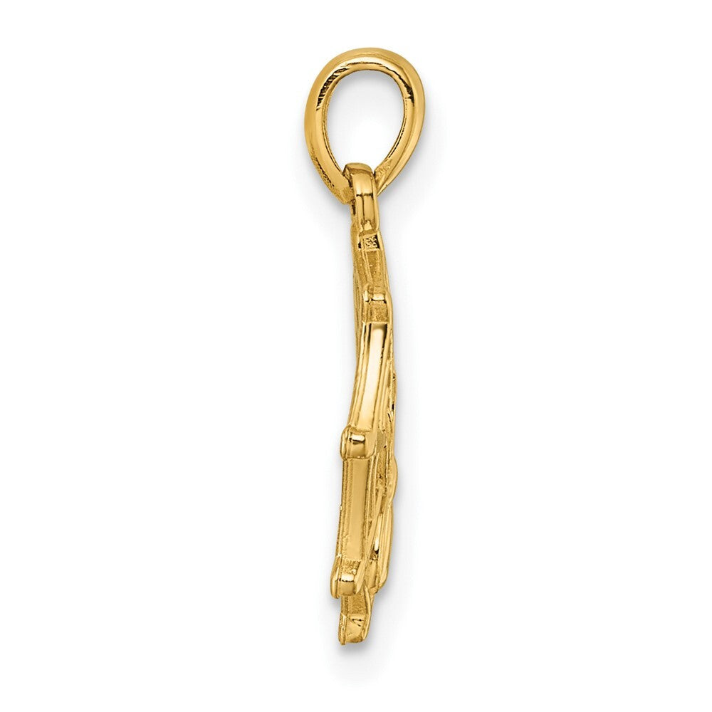 14k Yellow Gold Polished Spider Web Pendant for Women