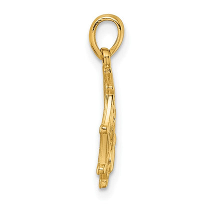 14k Yellow Gold Polished Spider Web Pendant for Women