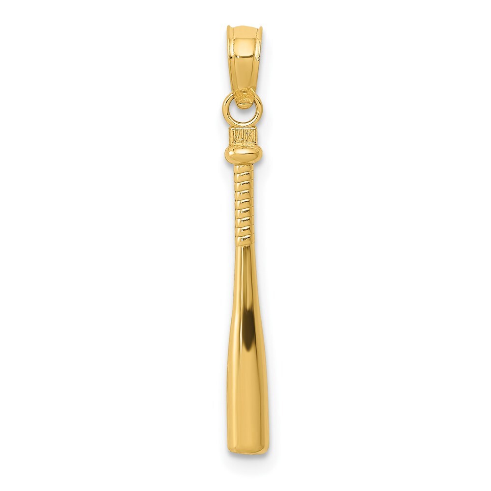 14k Yellow Gold 3-D Baseball Bat Pendant for Women