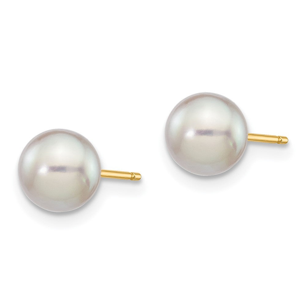 14k Yellow Gold 6-7mm Grey Round Akoya Saltwater Cultured Pearl Earrings