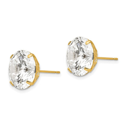 14k Yellow Gold 12mm Round CZ Earrings