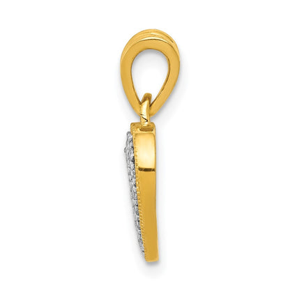 14k Yellow Gold 1/10 carat Diamond Heart Pendant