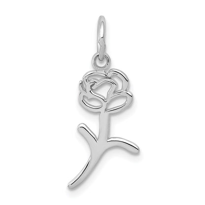 14k White Gold Rose Charm Pendant for Women