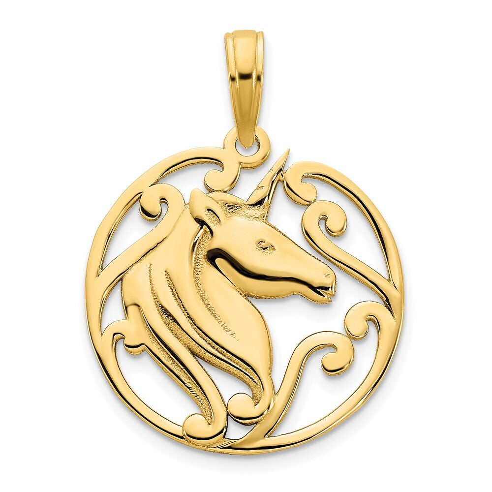 14k Yellow Gold Unicorn Pendant for Women