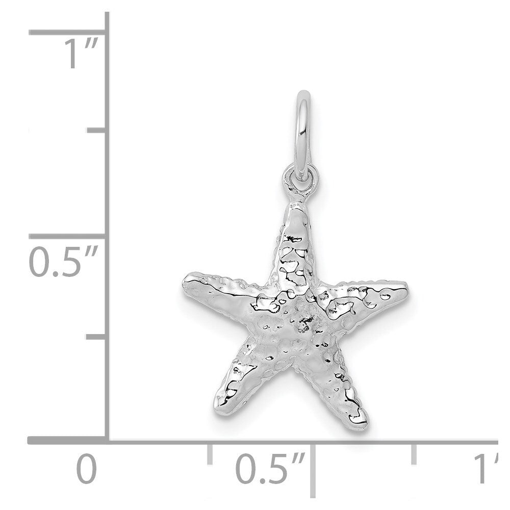 14k White Gold Polished 3-D Starfish Pendant for Women