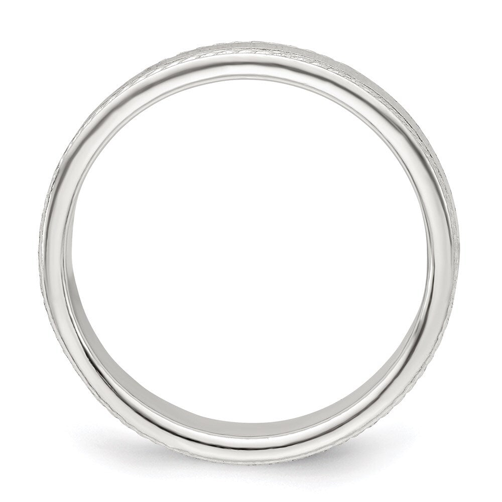 Sterling Silver 4mm Flat with Rope Edge Size 12 Band