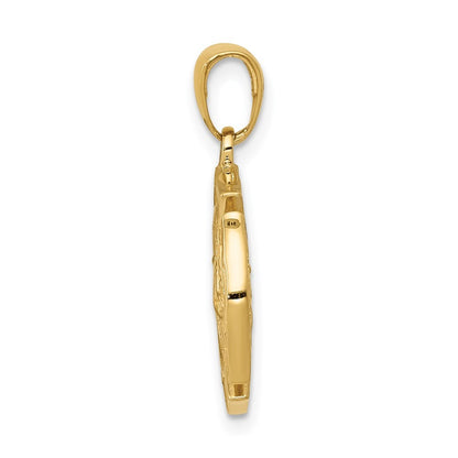 14k Yellow Gold Reversible Fire Department Shield Pendant