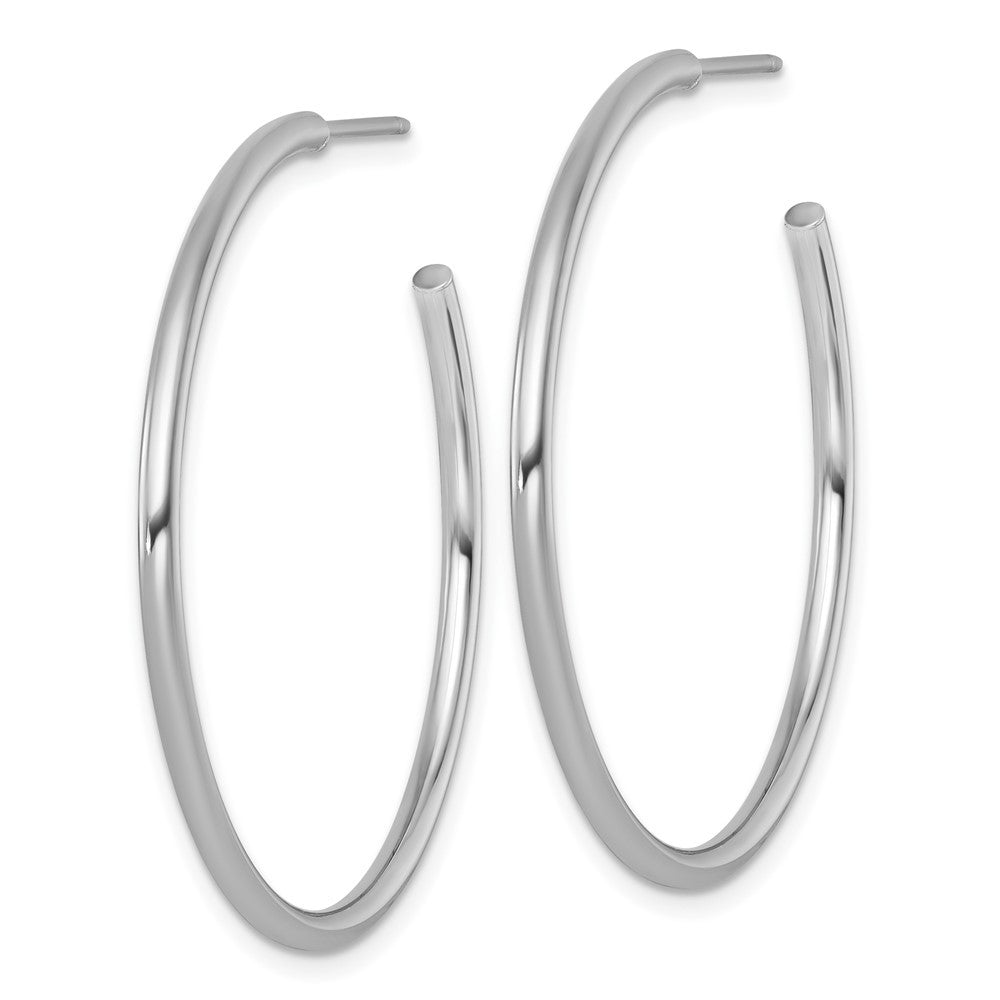 14k White Gold Polished 2 x 40mm Tube C-Hoop Earrings