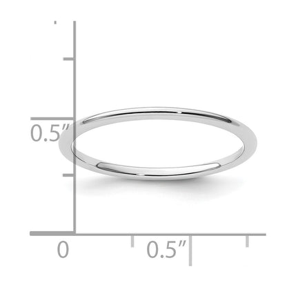 14K White Gold 1.2mm Half Round Polished Stackable Band Size 6