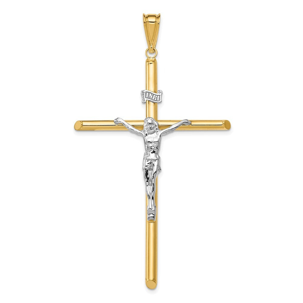 14k Two-tone Gold Polished Jesus Crucifix Pendant for Women