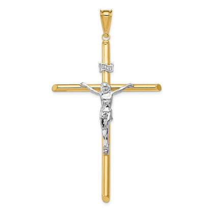 14k Two-tone Gold Polished Jesus Crucifix Pendant for Women