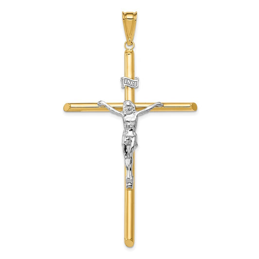 14k Two-tone Gold Polished Jesus Crucifix Pendant for Women
