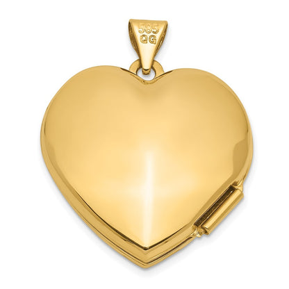 14k Yellow Gold 21mm Heart Domed Locket