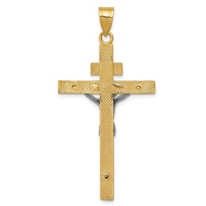 14K Two-Tone Gold INRI Crucifix Pendant