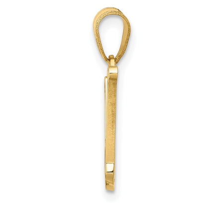 14k Yellow Gold Script Letter N Initial Pendant for Women