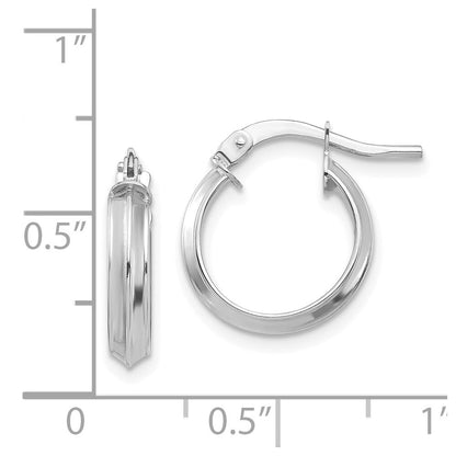 14k White Gold Polished Small 3mm Hoop Earrings Gift for Women