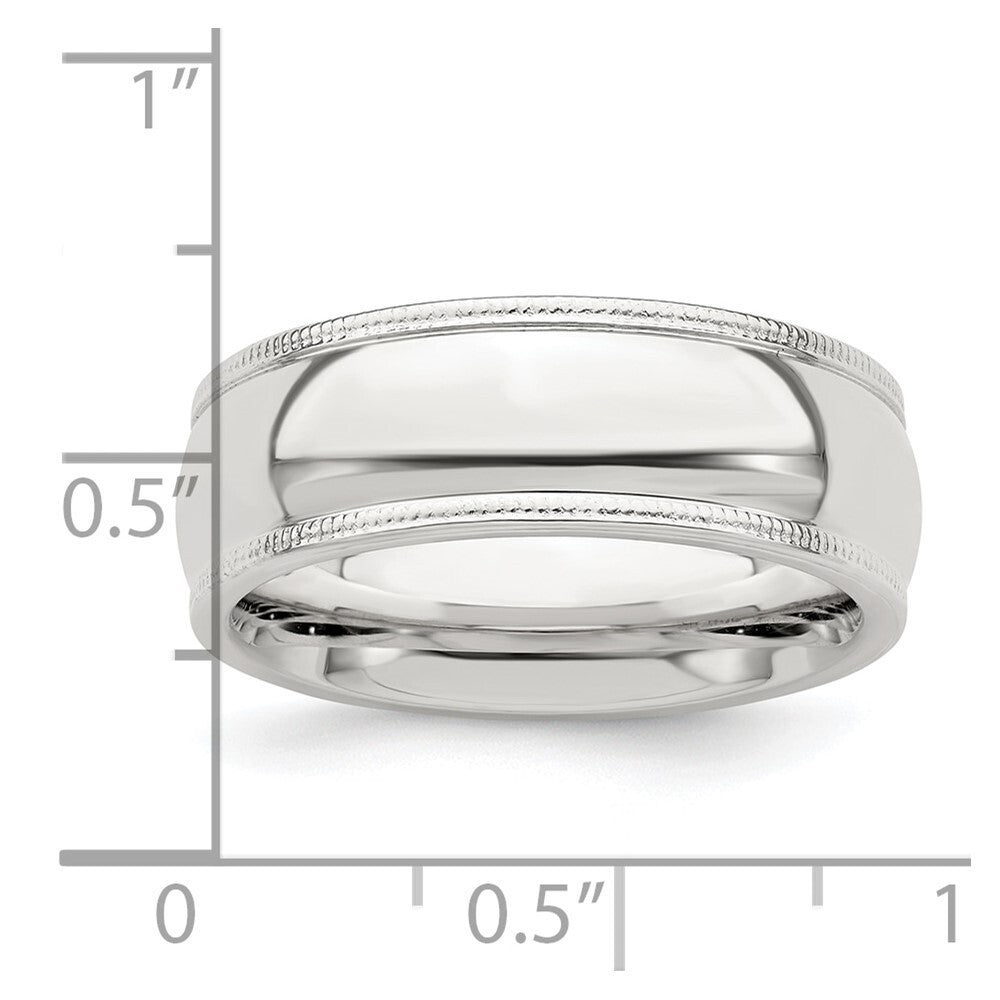 Sterling Silver 7mm Comfort Fit Half Round Milgrain Size 6 Band