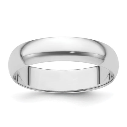 Platinum 5mm Half Round Featherweight Wedding Band Ring Size 6