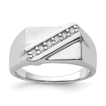 Sterling Silver Rhodium Plated Fancy Cubic Zirconia Ring Size 11