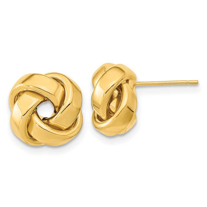 14k Yellow Gold Polished Love Knot Stud Earrings Gift for Women
