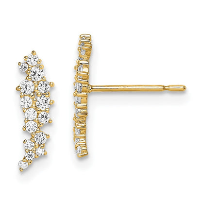 14k Yellow Gold CZ Cluster Earrings