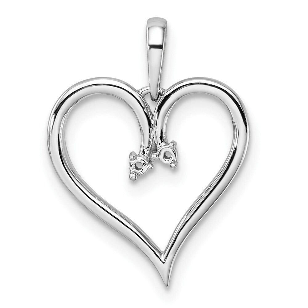 14k White Gold Heart Pendant Mounting for Women