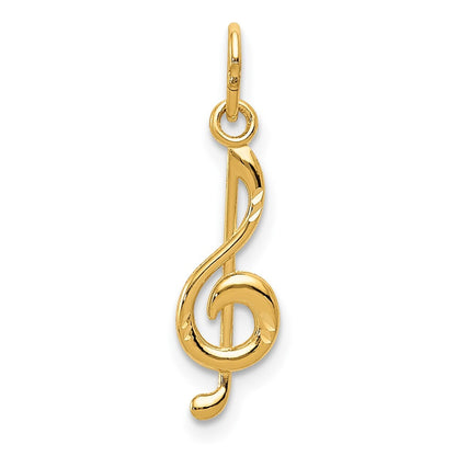 14k Yellow Gold Treble Clef Pendant for Women
