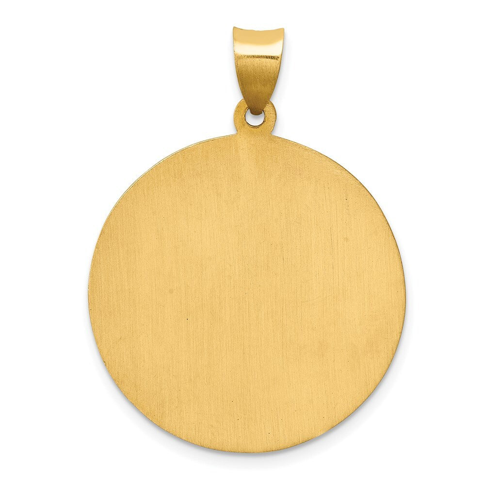 14k Yellow Gold Polished and Satin St Jude Thaddeus Medal Hollow Pendant