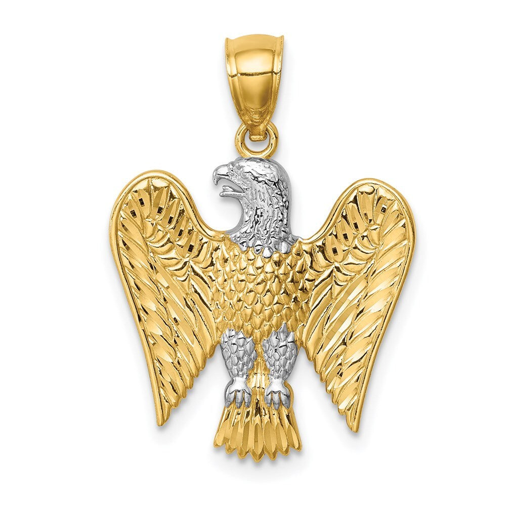 14k Yellow Gold White Rhodium Eagle Pendant for Women