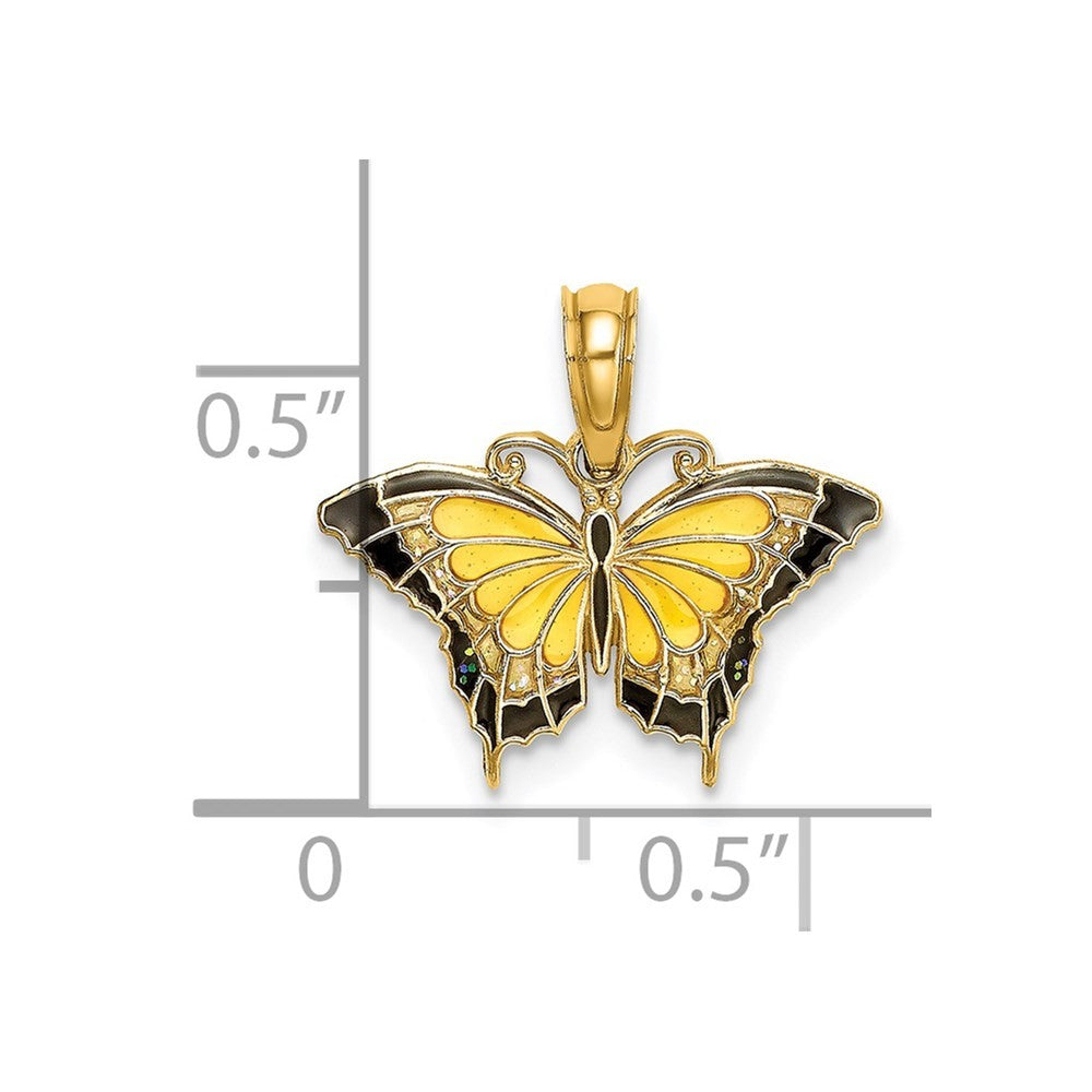 14k Yellow Gold Small Enameled Yellow Butterfly Charm