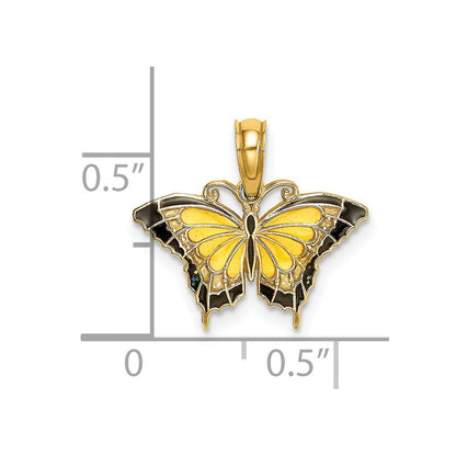 14k Yellow Gold Small Enameled Yellow Butterfly Charm