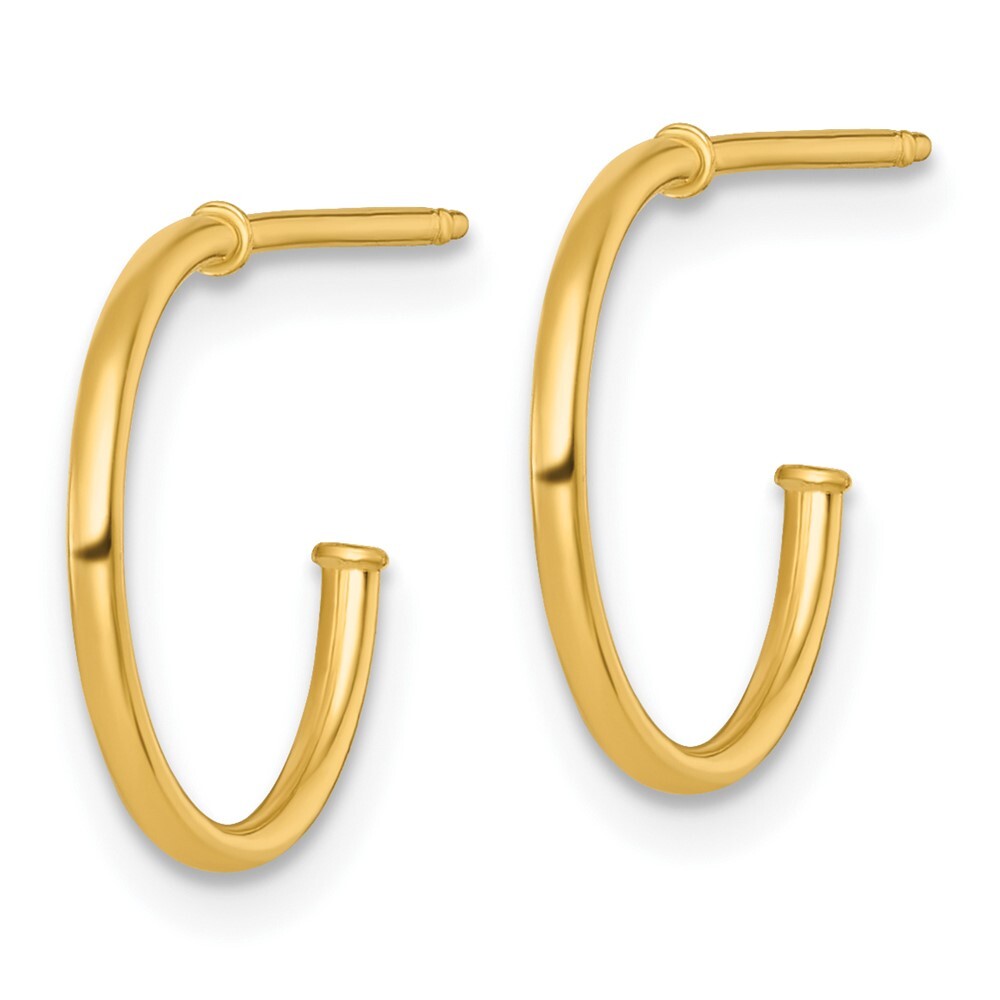 14k Yellow Gold Polished 1.2 x 14mm Solid C-Hoop Earrings Gift for Women