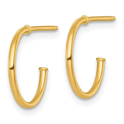 14k Yellow Gold Polished 1.2 x 14mm Solid C-Hoop Earrings Gift for Women