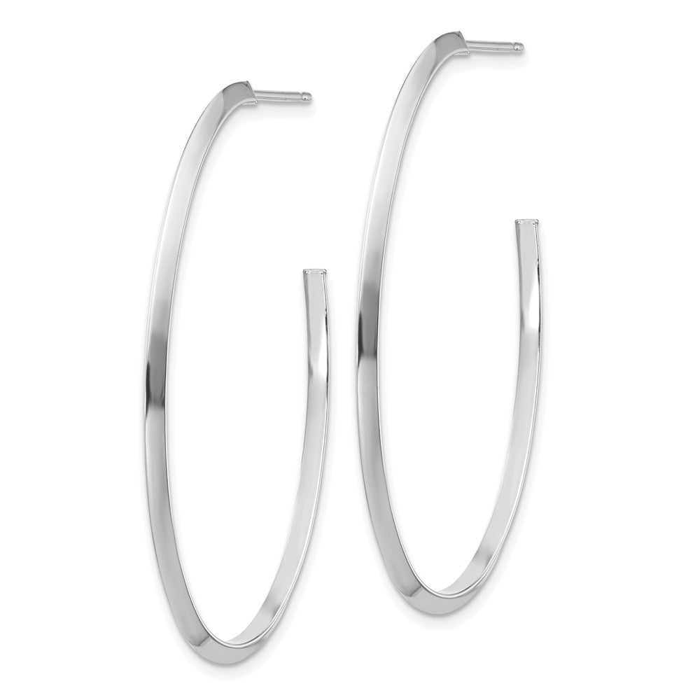 14k White Gold Polished Knife Edge Oval 2mm Dangle Earrings