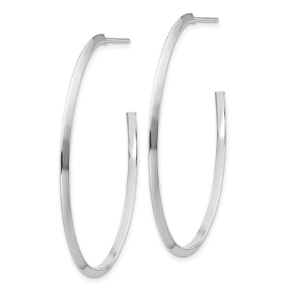 14k White Gold Polished Knife Edge Oval 2mm Dangle Earrings