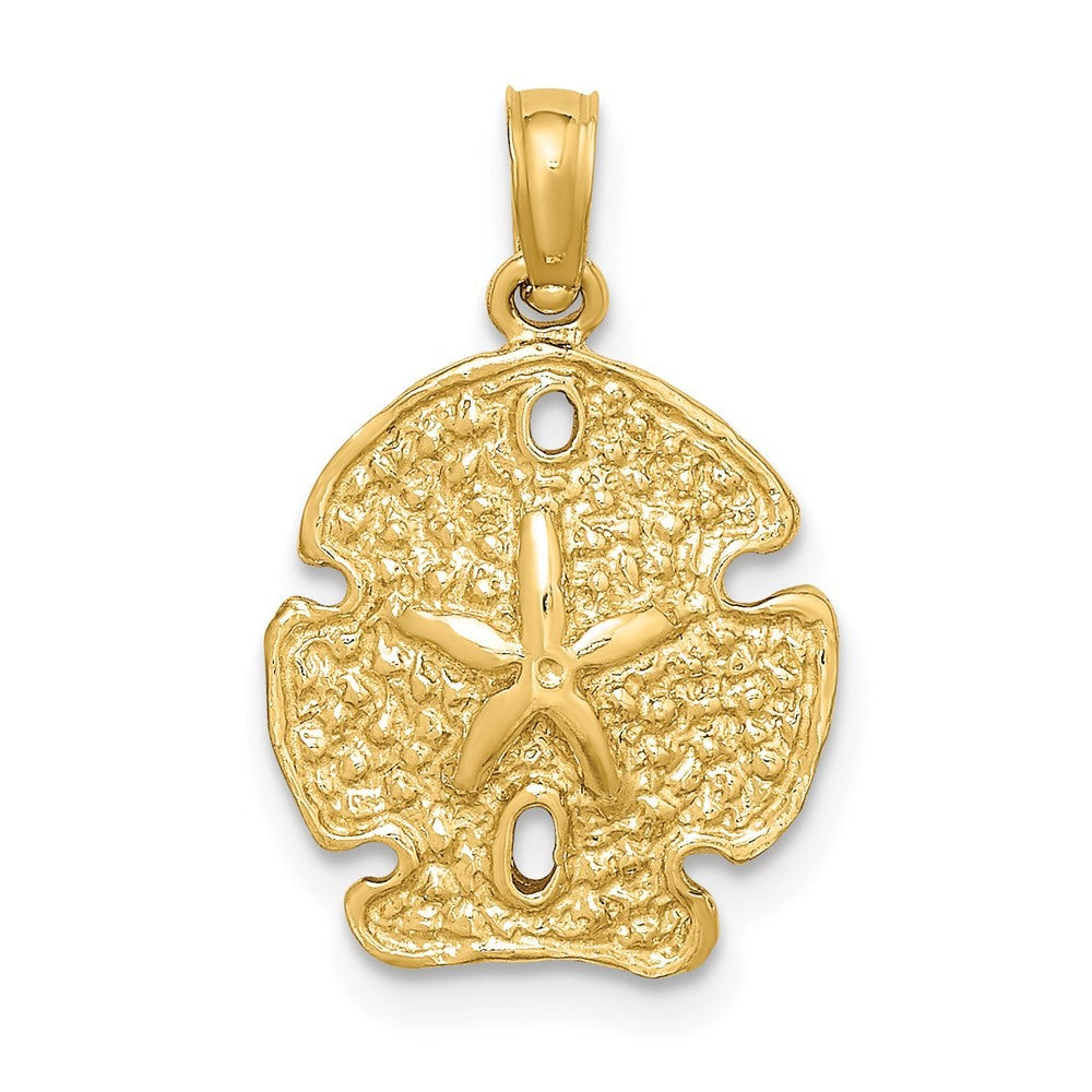 14k Yellow Gold Polished Sand Dollar Charm Pendant