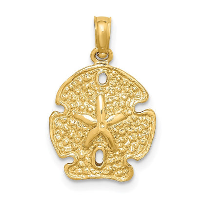 14k Yellow Gold Polished Sand Dollar Charm Pendant