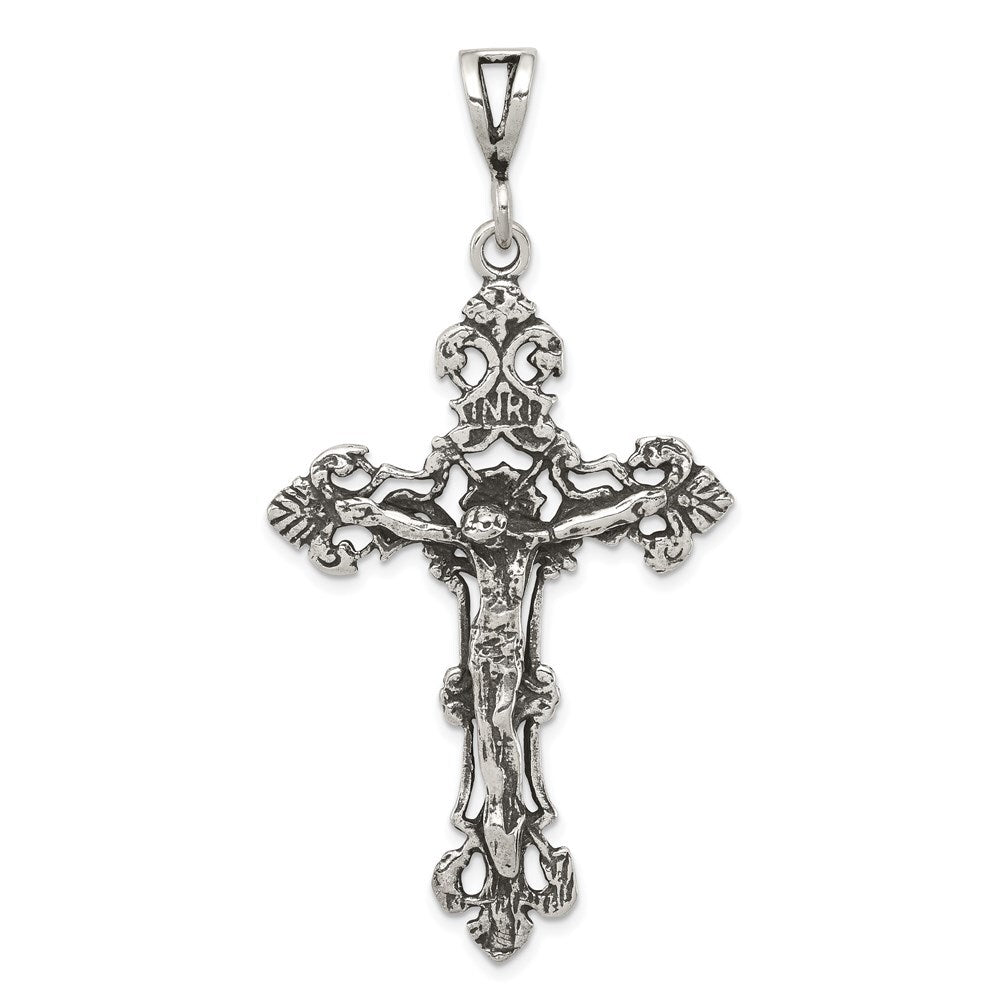 Sterling Silver Antiqued Crucifix Charm Holiday Gift for Women