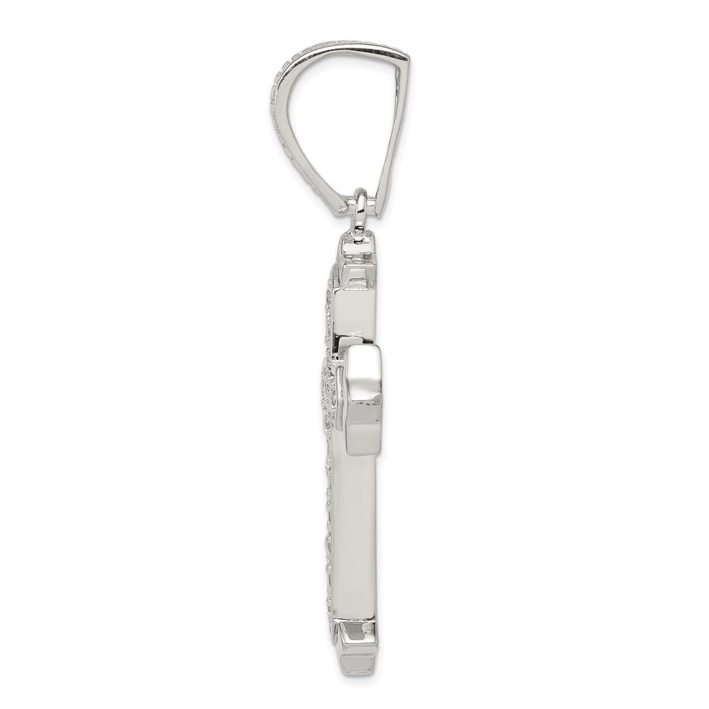 Sterling Silver Rhodium-plated Cubic Zirconia Cross Pendant