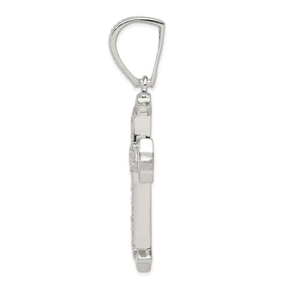Sterling Silver Rhodium-plated Cubic Zirconia Cross Pendant