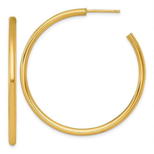 14k Yellow Gold Polished 2.5 x 45mm Tube C-Hoop Earrings