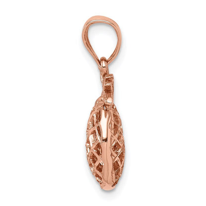 14k Rose Gold Rose Polished & Diamond-cut 3D Pineapple Pendant for Women