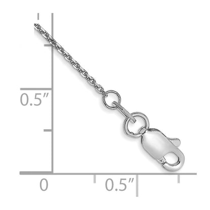 14K White Gold 10 inch .95mm Diamond-cut Cable with Lobster Clasp Anklet