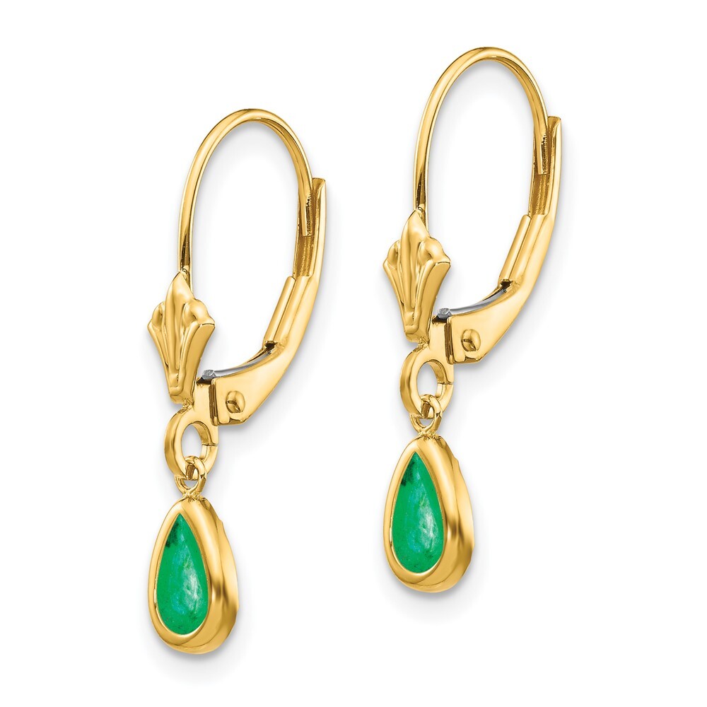 14k Yellow Gold 6x4mm Emerald/May Stud Earrings Gift for Women
