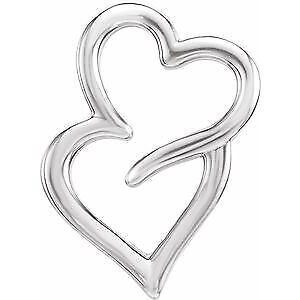 14k White Gold Double Heart Slide Pendant Gift for Women